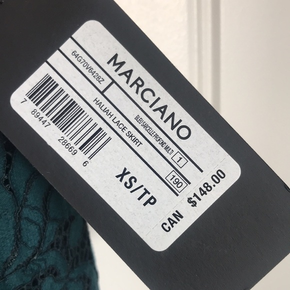 Marciano black and teal green lace skirt NEW - Picture 4 of 4